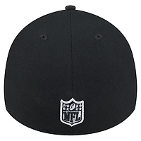Casquette New Era noire à rayures Las Vegas Raiders 39THIRTY Flex pour homme