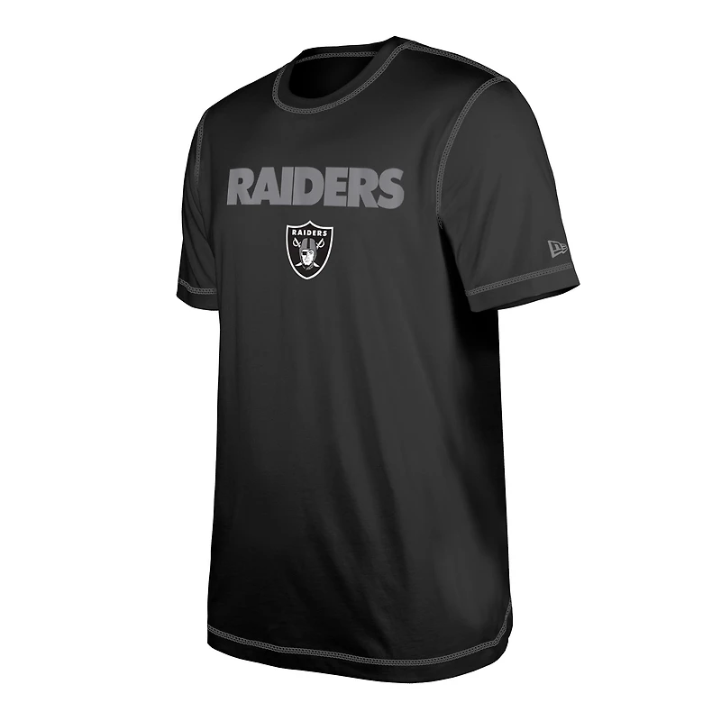 Men's New Era  Black Las Vegas Raiders Third Down Puff Print T-Shirt