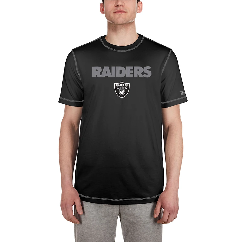 T-shirt New Era noir pour homme, imprimé en relief « Third Down » des Las Vegas Raiders
