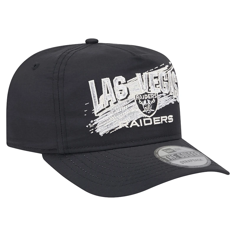 Casquette de golf à rabat noir Las Vegas Raiders Throwback Brush de New Era pour homme