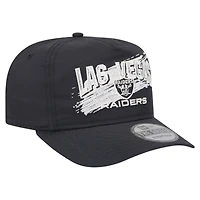 Casquette de golf à rabat noir Las Vegas Raiders Throwback Brush de New Era pour homme