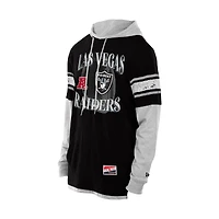 Men's New Era Black Las Vegas Raiders Twofer Layered Long Sleeve Hoodie T-Shirt