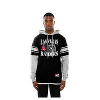 Men's New Era Black Las Vegas Raiders Twofer Layered Long Sleeve Hoodie T-Shirt