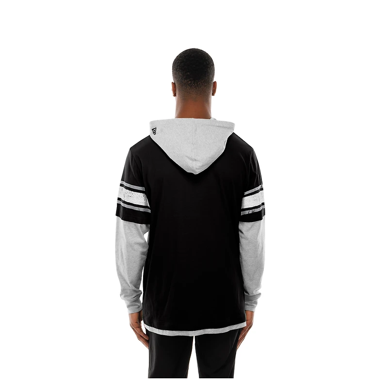 T-shirt à capuche manches longues et superpositions New Era pour homme, motif Las Vegas Raiders, noir