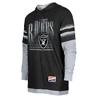 Men's New Era Black Las Vegas Raiders Twofer Long Sleeve Hooded T-Shirt
