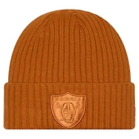 Bonnet à revers en tricot marron New Era pour homme avec logo Las Vegas Raiders Color Pack