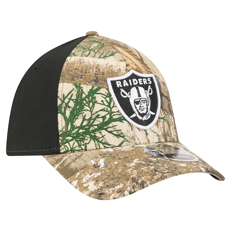 Men's New Era Camo/Black Las Vegas Raiders Team Collection RealTree 39THIRTY M-Crown A-Frame Flex Hat