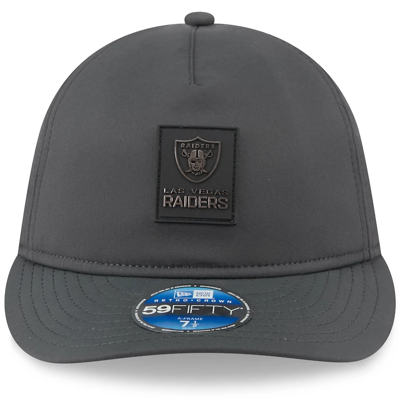 Men's New Era Charcoal Las Vegas Raiders 2025 Sideline Cold Weather Retro Crown 59FIFTY Fitted Hat