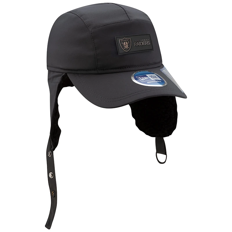 Men's New Era Charcoal Las Vegas Raiders 2025 Sideline Cold Weather Runner Dog Ear Adjustable Hat