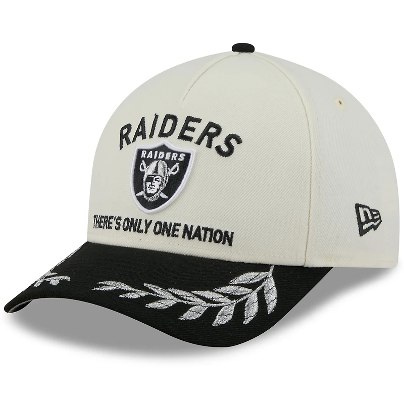 Men's New Era Cream/Black Las Vegas Raiders 2025 NFL Draft 9FORTY M-Crown A-Frame Adjustable Hat