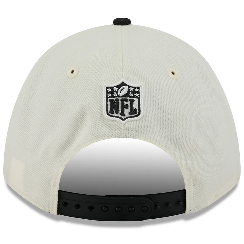 Men's New Era Cream/Black Las Vegas Raiders 2025 NFL Draft 9FORTY M-Crown A-Frame Adjustable Hat