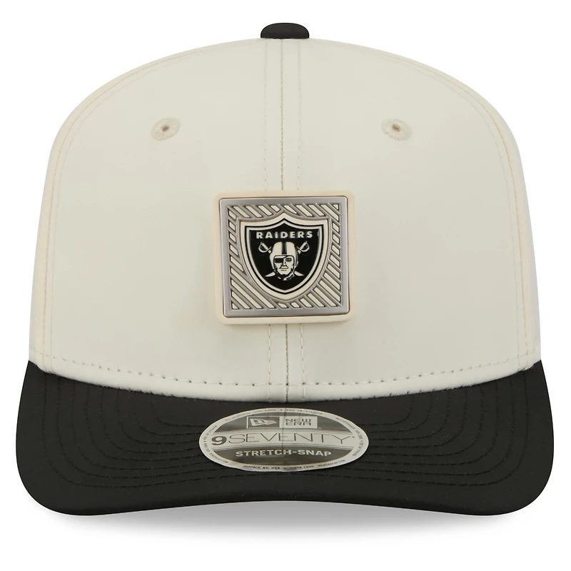 Men's New Era Cream/Black Las Vegas Raiders 2026 NFL Training Camp 9SEVENTY Adjustable Hat