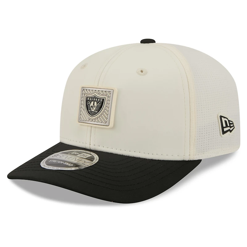 Men's New Era Cream/Black Las Vegas Raiders 2026 NFL Training Camp 9SEVENTY Adjustable Hat