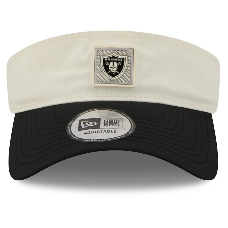 Men's New Era Cream/Black Las Vegas Raiders 2026 NFL Training Camp Adjustable Visor