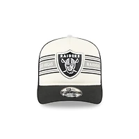 Men's New Era  Cream/Black Las Vegas Raiders Banner A-Frame 9FIFTY Trucker Snapback Hat