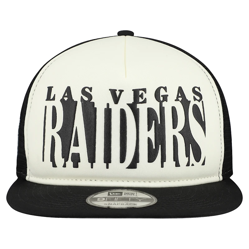 Men's New Era Cream/Black Las Vegas Raiders Cutout A-Frame 9FIFTY Snapback Hat