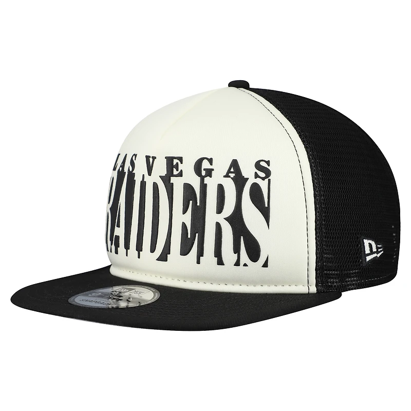 Men's New Era Cream/Black Las Vegas Raiders  Cutout A-Frame 9FIFTY Snapback Hat