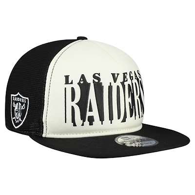 Men's New Era Cream/Black Las Vegas Raiders  Cutout A-Frame 9FIFTY Snapback Hat