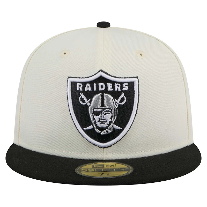 Men's New Era  Cream/Black Las Vegas Raiders Main 59FIFTY Fitted Hat