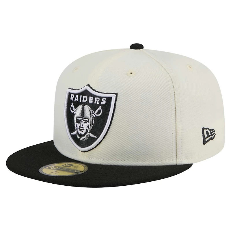 Men's New Era  Cream/Black Las Vegas Raiders Main 59FIFTY Fitted Hat