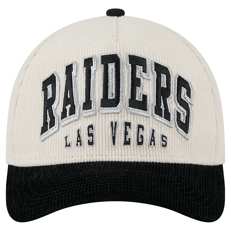 Men's New Era Cream/Black Las Vegas Raiders Two-Tone Sided Corduroy 9FORTY A-Frame Adjustable Hat