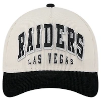 Men's New Era  Cream/Black Las Vegas Raiders  Two-Tone Sided Corduroy 9FORTY A-Frame Adjustable Hat