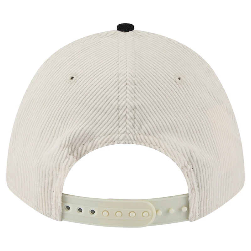Men's New Era Cream/Black Las Vegas Raiders Two-Tone Sided Corduroy 9FORTY A-Frame Adjustable Hat