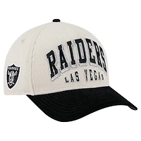 Men's New Era  Cream/Black Las Vegas Raiders  Two-Tone Sided Corduroy 9FORTY A-Frame Adjustable Hat