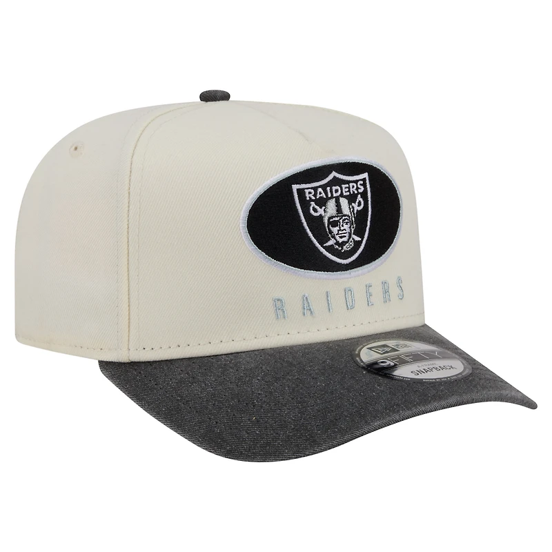 Men's New Era Cream/Black Las Vegas Raiders Washed A-Frame 9FIFTY Snapback Hat