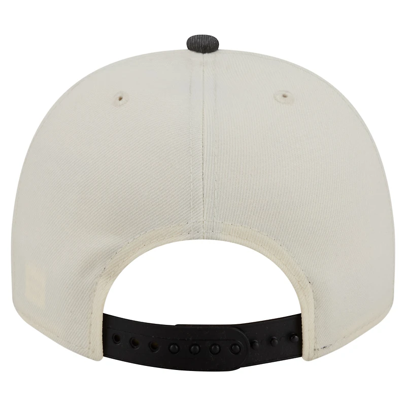 Men's New Era Cream/Black Las Vegas Raiders Washed A-Frame 9FIFTY Snapback Hat