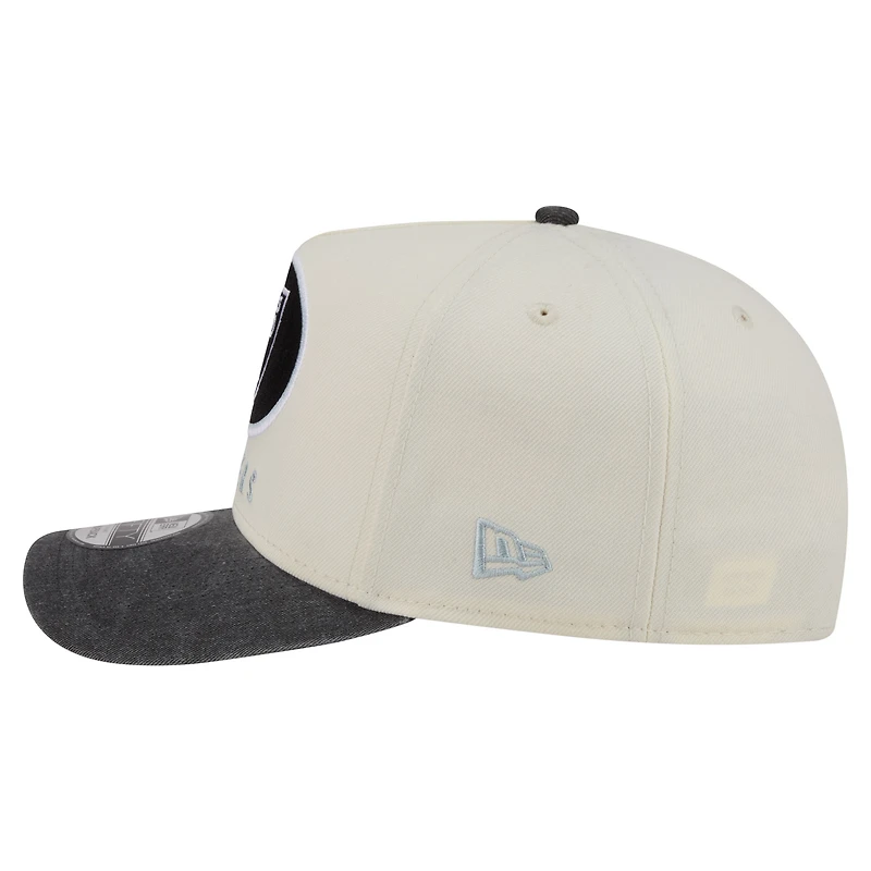 Men's New Era Cream/Black Las Vegas Raiders Washed A-Frame 9FIFTY Snapback Hat