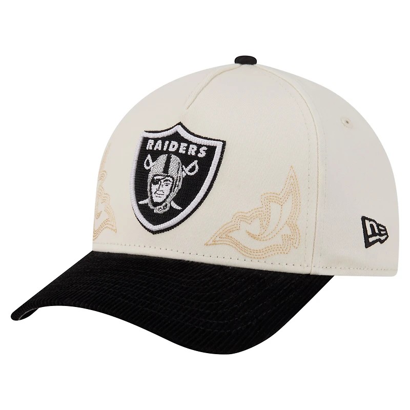 Men's New Era  Cream/Black Las Vegas Raiders Western 9FORTY A-Frame Adjustable Hat