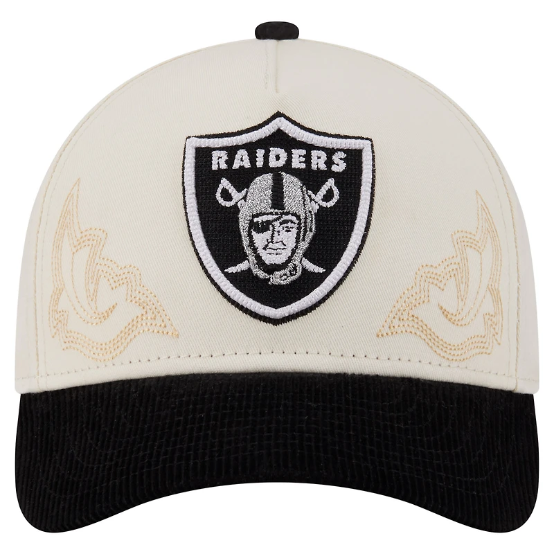 Men's New Era  Cream/Black Las Vegas Raiders Western 9FORTY A-Frame Adjustable Hat