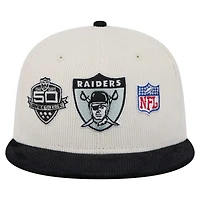 Casquette ajustée 59FIFTY en velours côtelé rétro New Era pour homme, couleur crème/gris, Raiders de Las Vegas