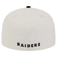Casquette ajustée 59FIFTY en velours côtelé rétro New Era pour homme, couleur crème/gris, Raiders de Las Vegas