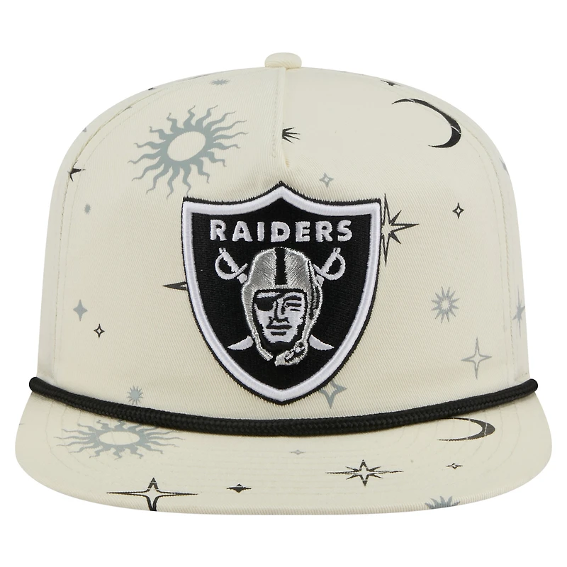 Casquette snapback Celestial Golfer New Era crème pour homme des Las Vegas Raiders
