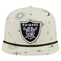 Casquette snapback Celestial Golfer New Era crème pour homme des Las Vegas Raiders