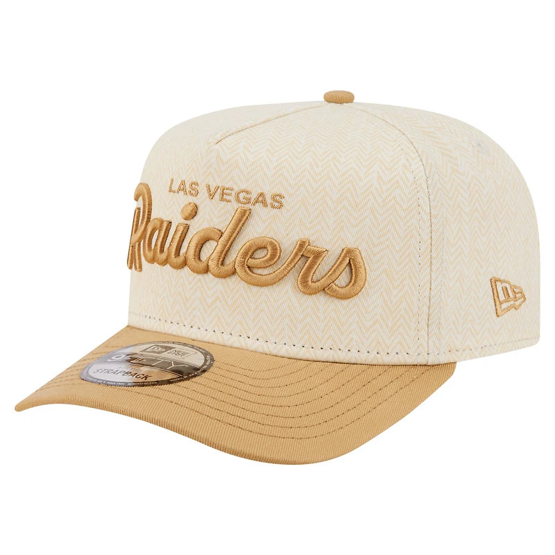 Men's New Era  Cream Las Vegas Raiders Herringbone 9FIFTY A-Frame Snapback Hat