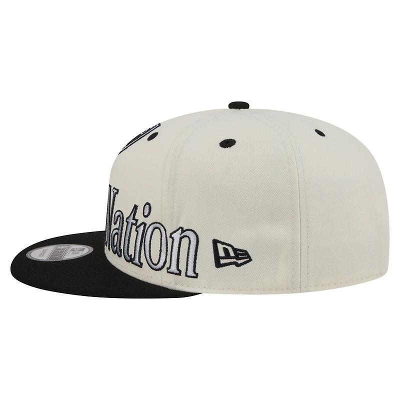 Men's New Era Cream Las Vegas Raiders Oversized Slogan 9FIFTY Snapback Hat