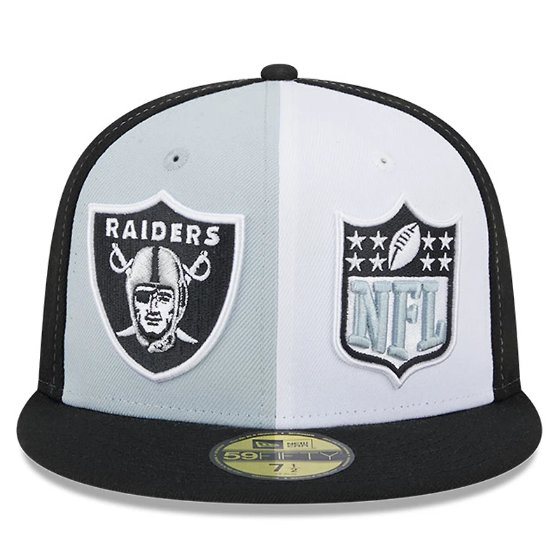 Casquette ajustée 59FIFTY Sideline des Las Vegas Raiders 2023 New Era pour homme, gris/noir