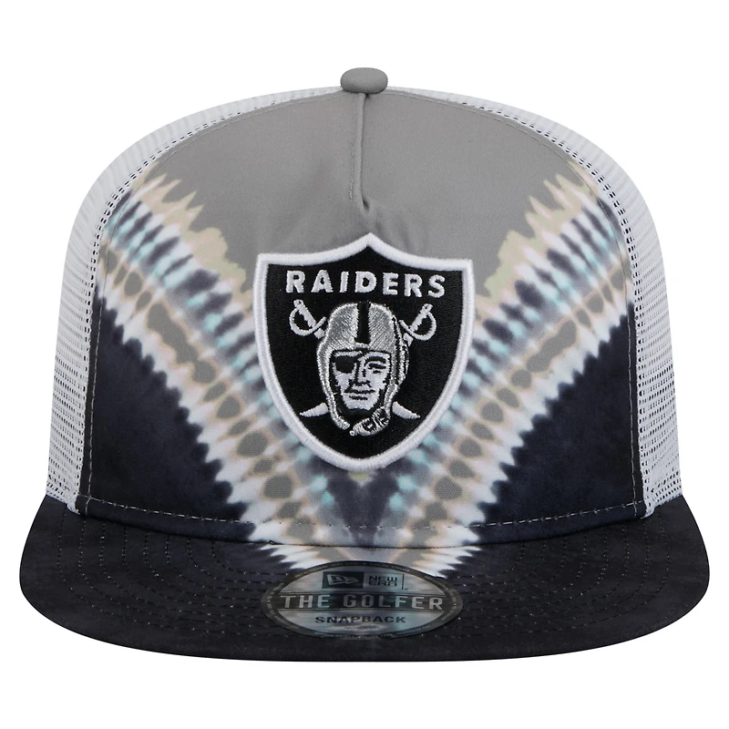 Casquette de golf à visière arrière grise/noire New Era pour homme Las Vegas Raiders