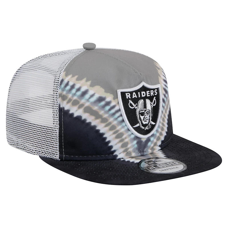Men's New Era Gray/Black Las Vegas Raiders Throwback Dye Golfer Snapback Hat