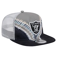 Men's New Era Gray/Black Las Vegas Raiders Throwback Dye Golfer Snapback Hat