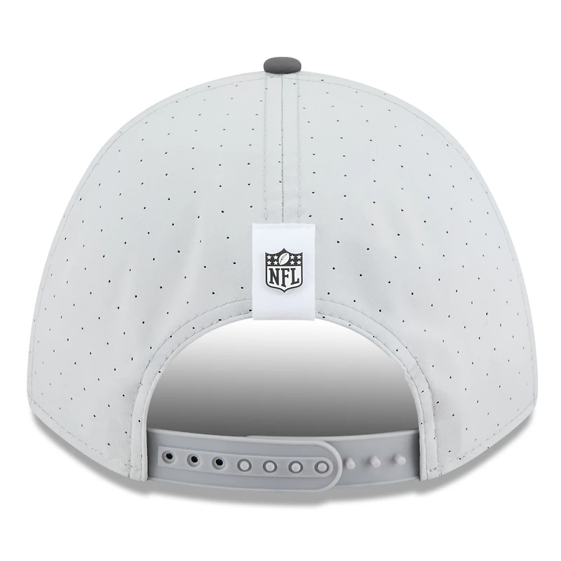 Men's New Era Gray/Graphite Las Vegas Raiders 2025 NFL Training Camp A-Frame 9FORTY Adjustable Hat