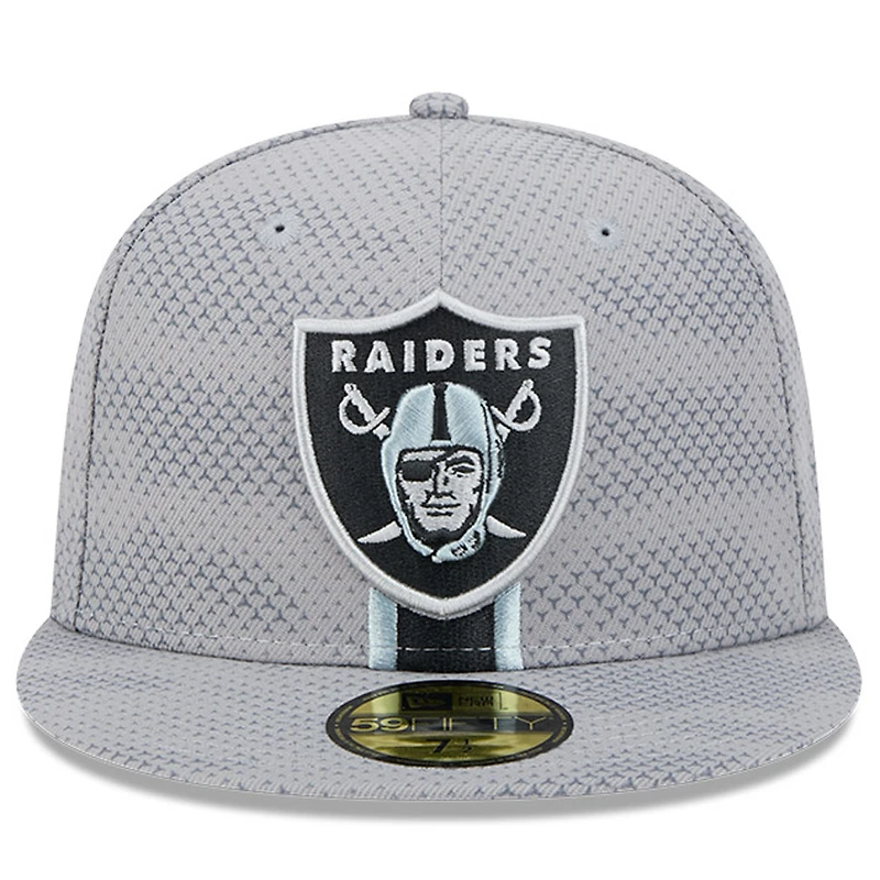 Men's New Era Gray Las Vegas Raiders 2024 Sideline 59FIFTY Fitted Hat