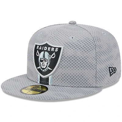 Men's New Era Gray Las Vegas Raiders 2024 Sideline 59FIFTY Fitted Hat