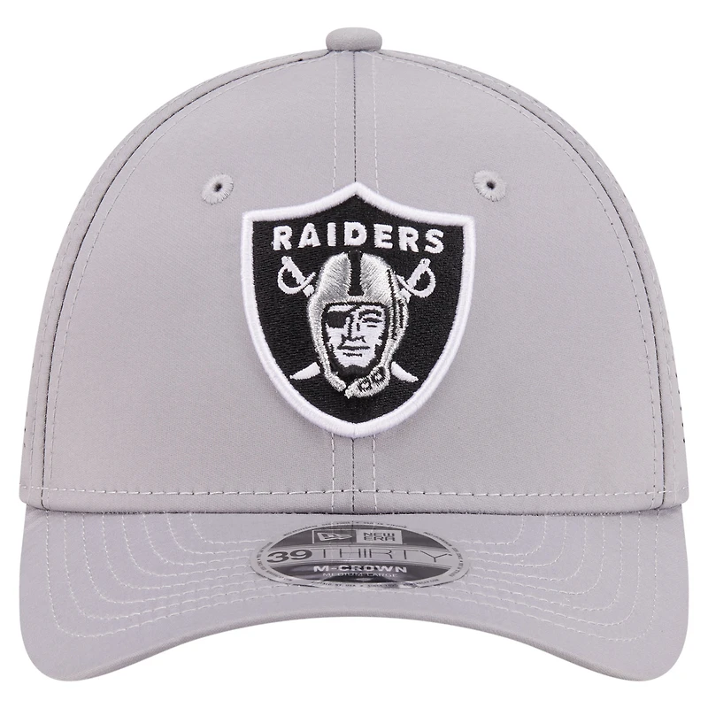 Men's New Era Gray Las Vegas Raiders 39THIRTY M-Crown Flex Fit Hat