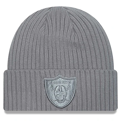 Bonnet en tricot à revers New Era pour hommes, gris Las Vegas Raiders Color Pack
