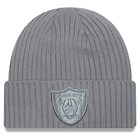 Bonnet en tricot à revers New Era pour hommes, gris Las Vegas Raiders Color Pack