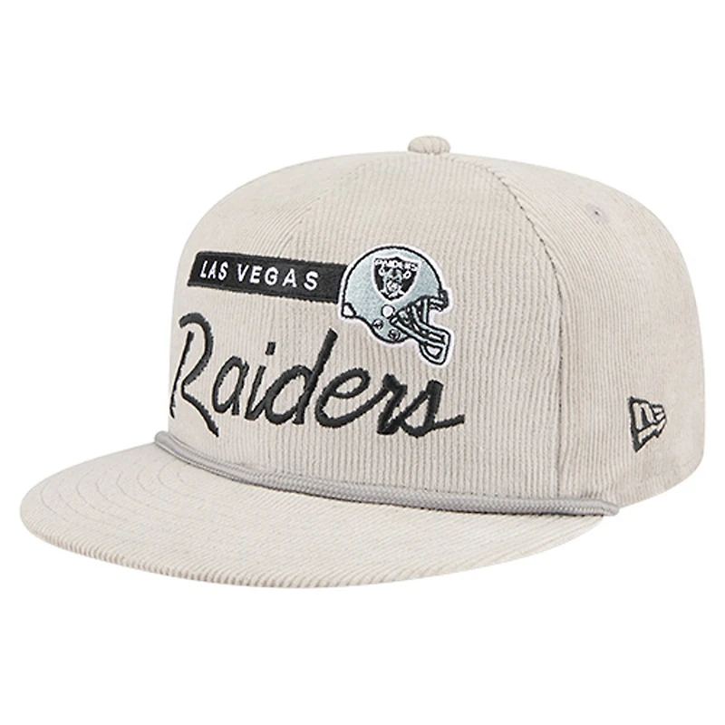 Casquette snapback 9FIFTY en velours côtelé gris New Era pour homme, Las Vegas Raiders